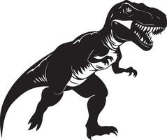 T-Rex Pursuing Prey A T-Rex running swiftly after its target, teeth exposed and eyes locked on its prey, full-length black silhouette illustration. vector