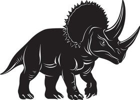 Triceratops Charging A Triceratops lowering its head and charging with horns forward, ready for battle. full length silhouette black illustration vector