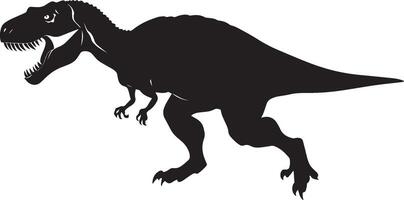 T-Rex Chasing Prey A T-Rex sprinting after prey, teeth bared and eyes focused on its target. full length silhouette black illustration vector