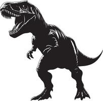 Tyrannosaurus Rex T-Rex Roaring A massive T-Rex with its mouth open in a roar, standing tall with a powerful stance. full length silhouette black illustration vector