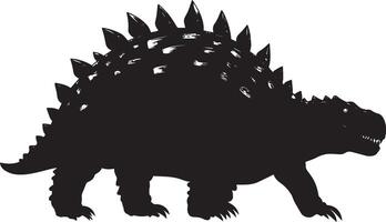 Ankylosaurus Rolling An Ankylosaurus rolling on its back, using its armored body for protection while moving. full length silhouette black illustration vector