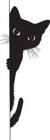 Cat Curiously Observing Silhouette A cat's head and paws extending out inquisitively from behind a corner, complete black silhouette design. vector