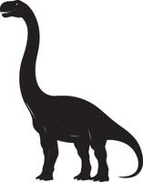 Brachiosaurus A giant dinosaur characterized by its long neck, substantial frame, and shorter tail, complete black silhouette design. vector