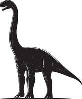 Brachiosaurus - A giant quadrupedal herbivore with a long neck, large body, and relatively short tail. full length silhouette black illustration vector