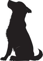 Dog Offering Paw Silhouette A dog in a seated position, lifting one paw as if to shake hands, complete black silhouette design. vector