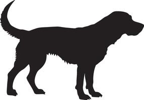 Dog Exploring Silhouette A dog in a crouched position, head down and tail up, actively sniffing the earth, complete black silhouette design. vector