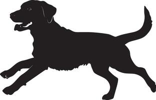 Dog Racing Silhouette A dog running swiftly with a dynamic posture, full-length silhouette in black art. vector