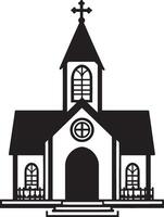 Religious Architecture Icons An icon sheet featuring flat black illustrations of different church buildings, highlighting their unique architectural styles. vector