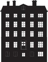 Clear Building Profile A clean black illustration of a building, designed to convey simplicity and architectural elegance. vector