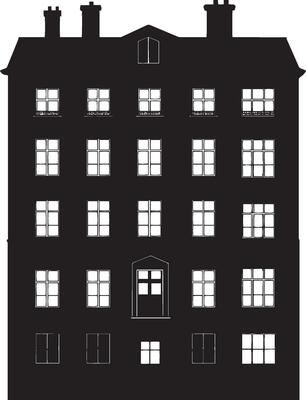 Clear Building Profile A clean black illustration of a building, designed to convey simplicity and architectural elegance.