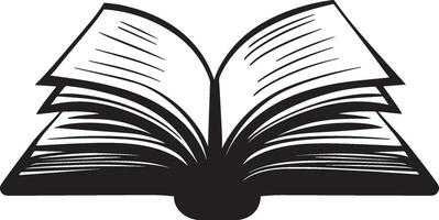 Flat Book Icon Design A straightforward black illustration depicting a book, ideal for use in various digital applications. vector