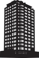 Clean Building Outline A straightforward black illustration of a building, designed in a silhouette style for simplicity and clarity. vector