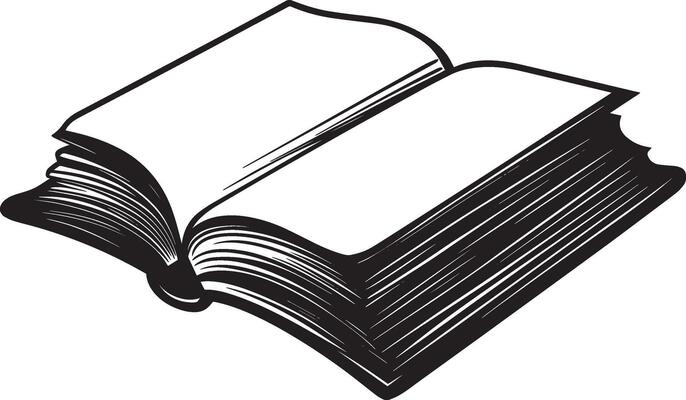 Clean Book Clipart A sleek black representation of a book icon, emphasizing minimalism in design.