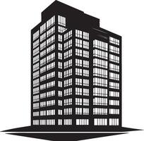 Minimalist Architecture Outline A sleek black representation of a building, emphasizing clean lines and a straightforward design. vector