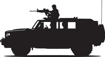 Escort Vehicle A vehicle protecting another in a convoy. full length silhouette black illustration vector