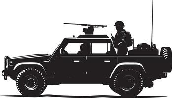Security Checkpoint Vehicle A vehicle positioned at a checkpoint, ensuring security. Full-length silhouette in black design. vector