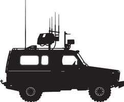 Command Vehicle A vehicle with communication equipment. full length silhouette black illustration vector