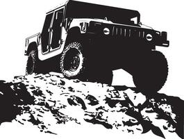 Rugged Humvee A black silhouette of a Humvee speeding across rough terrain. vector
