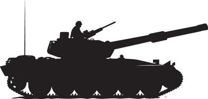 Heavy Artillery Unit A full-length black of a tank with a large cannon. vector