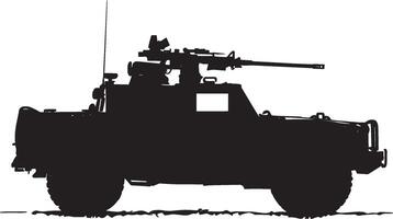 Heavy Assault Jeep A full-length black of a vehicle with a mounted gun. vector