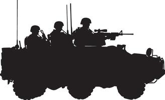 APC Moving An APC rolling with soldiers inside. full length silhouette black illustration vector