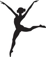Grand Pirouette A Ballet dancer spinning multiple times on one leg, arms held in a high or low position. full length silhouette black illustration vector