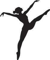 Ballet Extension A black silhouette of a dancer executing with flowing arms. vector