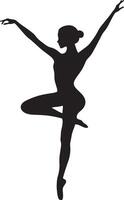 Fourth Position A Ballet dancer with one foot placed in front, turned outward, arms extended forward and upward. full length silhouette black illustration vector