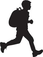 Homeward Bound A full-length black of a student rushing home, schoolbag bouncing. vector