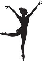 Elegant Pose A full-length black of a ballet dancer in fourth position with arms raised. vector