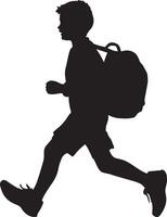 Rushing Home A student running home, schoolbag bouncing with each step, excited to finish the school day. full length silhouette black illustration vector