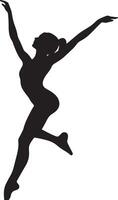 Ballet Fourth Position A black silhouette of a dancer with one foot in front, arms extended. vector