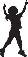 Dancing A child moving rhythmically to music, perhaps in a school talent show or class activity. full length silhouette black illustration vector