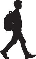 A student making their way along the sidewalk. vector