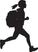 Eager Student A full-length black of a student rushing to school with their schoolbag on. vector