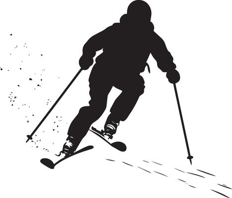 Ski Racer A silhouette of a person skiing downhill, maintaining an athletic position with poles.