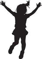 Playground Sprint A black silhouette of a child running joyfully with arms outstretched. vector