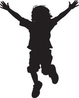 Running in the Playground A child running joyfully on the school playground, arms stretched wide. full length silhouette black illustration vector