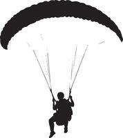 Paragliding A person soaring through the air, suspended from a parachute-like wing, with the wind lifting them. full length silhouette black illustration vector