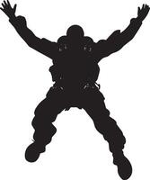 Skydiving Descent A full-length black of a person falling through the sky, limbs extended. vector