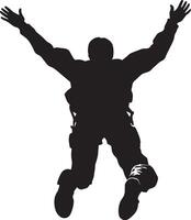 Falling from the Sky A full-length silhouette of a person in freefall, arms and legs spread wide in mid-air. vector