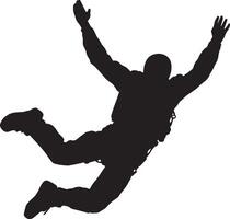 Airborne Freefall A silhouette of a person in freefall, arms and legs spread while descending. vector