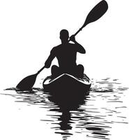 Forward Paddling Person paddling forward with both hands on the paddle. full length silhouette black illustration vector