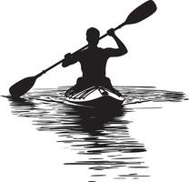 J-Stroke Person using a shaped paddle movement to adjust direction. Full silhouette in black design. vector