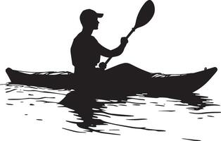 Low Angle Stroke Individual using a shallow paddle stroke for extended distances. Full silhouette in black design. vector