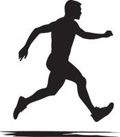 A jumper executing the hop phase of the triple jump, with one leg extended forward. Full-length silhouette black illustration. vector