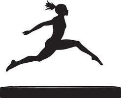 A gymnast sprinting towards the vaulting table. full length silhouette black illustration vector