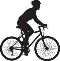 Easygoing Rider Person cycling in an upright stance, relaxed grip on handlebars, silhouette art. vector