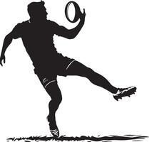 Kicking Stance Player lined up for a penalty kick, silhouette illustration. vector