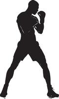 Shadowboxing A boxer practicing punches in the air, with no opponent. full length silhouette black illustration vector